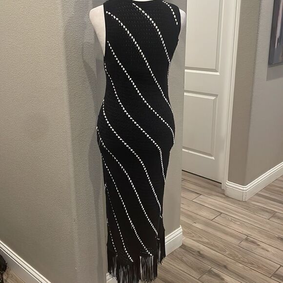 International Concepts MIDI Striped Crochet Fringe Dress Size Médium - Picture 5 of 7